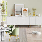 Scurrty 94.5" Large Sideboard Buffet, Storage Cabinet with Golden Legs, Black Sideboard Storage Cabinet with 6 Doors and Adjustable Shelf, Accent Cabinet for Living Room, Kitchen,White