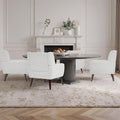 Accent Chairs Set of 4, Mid-Century Modern Upholstered Armchair, Comfy Fabric Living Room Chairs Reading Chairs with Button Tufted Back & Solid Wood Legs for Bedroom, Office, Beige
