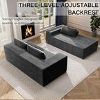 105.5" Modular Sectional Sofa L-Shape, Modular Cloud Sofa with Deep Seat for Living Room Bedroom, Upholstered Couches No Assembly Required (Gray Left Facing Chaise)