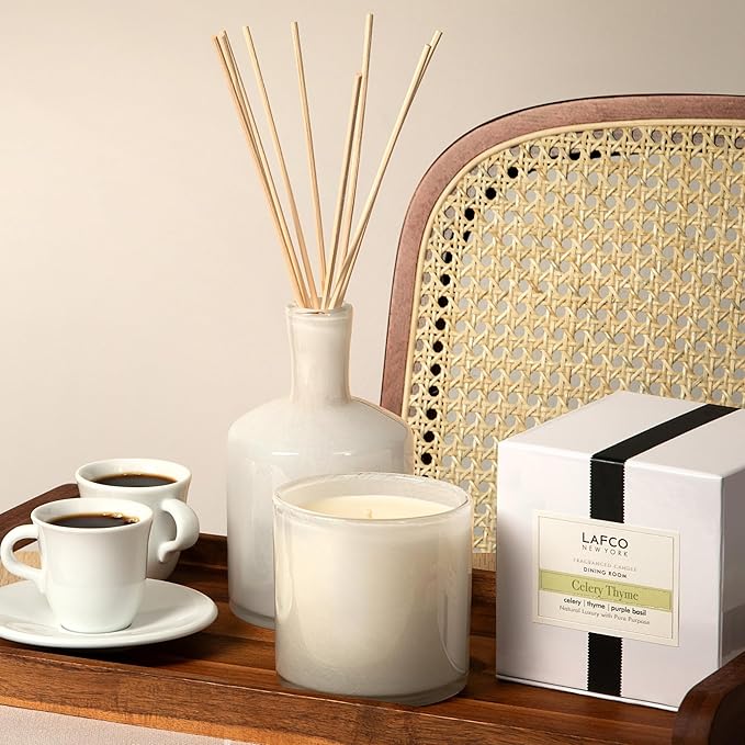 LAFCO New York Signature Candle, Celery Thyme - 15.5 oz - 90-Hour Burn Time - Reusable, Hand Blown Glass Vessel - Made in The USA