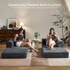 79" Convertible Sofa Bed with Fixed-Shape Frame & Removable Armrests, Modular Corduroy Sleeper Sofa, Folding Mattress Couch for Small Spaces - No Assembly Needed in Dark Gray (Includes 2 Pillows)