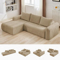 103'' Boneless Corduroy L Shaped Couch, 3 Seat Modular Sectional Deep Seat Sofa with Chaise Lounge, No Assembly Cloud Lounge Sleeper Sofa, Camel