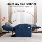 MCombo Lay Flat Dual Motor Power Lift Recliner Chair with Massage & Dual Heating, Arm Storage, Extended Footrest, USB A/C Ports & Cup Holders, Infinite Position for Elderly, Fabric LC002 (Navy)