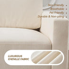 77.4" Chenille Modular Loveseat Oversized Upholstered 2 Seater Sectional Sofa with Thickened Cushions, Easy Assembly, Modern Comfy Love Seat Couch for Living Room, White