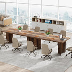 Tribesigns 63-inch Executive Desk, Vintage Home Office Computer Desk with Large Tabletop, Farmhouse Wood Writing Conference Table Workstation for Office, Study, Distressed Brown