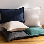 Navy Blue Decorative Throw Pillow Covers 16x16 Inch Set of 2 Cozy Soild Chenille Cushion Cases Soft Textured Square Couch Pillows Cover Boho Accent Farmhouse Pillowcases for Sofa Bed