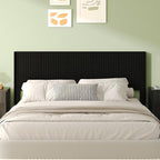 COCO DESIGN King Size Headboard Only, 80" Wide Wooden Headboard, Mid Century Modern Farmhouse Boho HeadBoard, Wall Mount, Fluted Panel, Wingback Design, Black
