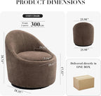 360° Swivel Accent Chair Set of 2, Mid-Century Modern Chair with Hidden Storge, Small Swivel Chair with Arms for Living Room/Office - Brown