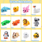 JOYIN 12 Pcs 3D Printed Animals Set, Mini Animals 3D Printed Toys - Cute Articulated Flexible Figurines Fidget Toys for Party Favors Birthday Gifts Desk Pets Office Home Decor
