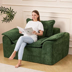 Hobestluk Cloud Single Sofa Memory Foam Couch with Deep Seat L Shaped Sofa with Removable Cover Large Couch for Living Room (Green, Single Sofa)