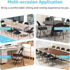 Metal Folding Chairs Steel Frame with Double Hinged for Office Kitchen Dinning Wedding Patio and Garden,No Assembly, Set of 4, Black