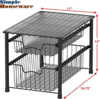 Simple Houseware Stackable 2 Tier Basket Drawer, Black
