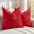 FUTEI Christmas Red Flannel Throw Pillow Covers 26x26 Inch Set of 2,Soft Dimensional TextuChristmas Red Euro Pillow Shams,Modern Home Decor for Couch Living Room