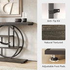 LITTLE TREE Console Table, 4-Tier Entryway Table, 41.3-Inch Industrial Sofa Table for Living Room, Foyer Hallway Table for Entrance, Deep Grey and Black