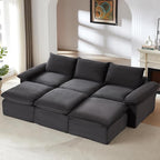 113.03" Sectional Couches for Living Room Modern Modular Sofa Couchs Upholstered Corduroy Boneless Couch Deep Seat Cloud Couch with Ottoman, No Assembly Required, Dark Gray