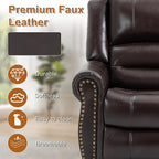 Luxlen Power Lift Recliner Chair for Elderly, Dual Motor Massage Recliner with Lumbar Heat, Heavy Duty Motion Mechanism Lift Chair with Charge Ports, Faux Leather - Antique Brown