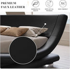 SHA CERLIN Full Size Upholstered Bed Frame, Deluxe Low Profile Sleigh Bed with Faux Leather Ergonomics Headboard, No Box Spring Needed & Easy Assembly, Black