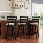 Hillsdale Laymon Modern Wood Swivel Stool with Upholstered Seat, Bar Height, Black