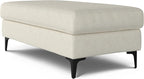 SIMPLIHOME Ava Large Rectangular Ottoman in 100% Recycled Polyester Tightly Woven Performance Fabric, Cream, 48-inches Wide, Multipurpose Table or Footrest Ottoman, Assembled, For Living Room