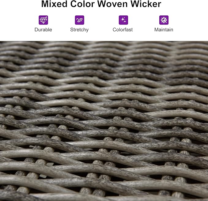 PURPLE LEAF Patio Chaise Lounge Chair Set of 2 Wicker Tanning Outdoor Pool Adjustable Recliner Chair for Outside Beach Poolside Sunbathing Lounger Light Gray