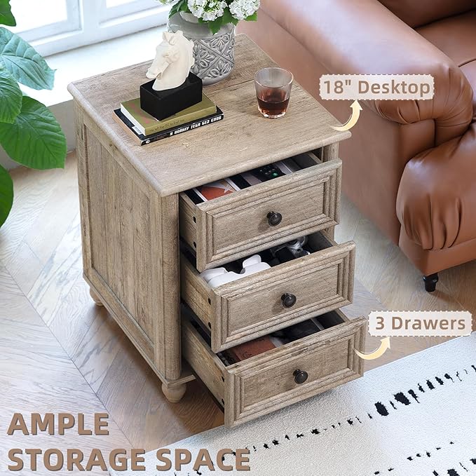 Farmhouse Dressers & Night Stand Set of 4, Wood 54" Wide 7 Drawer Dresser & 35" Tall Chest of Drawers, 18" Roman Column Nightstand Set of 2, Bedroom Furniture Dresser Sets for Home Living Room Hallway