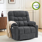 MCombo Dual Motor Power Lift Recliner Chair with Massage and Dual Heating for Elderly, Lay-Flat for Sleeping, Extra Wide for Big and Tall, Fabric R7070 (Dark Grey)