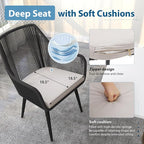 JOIVI Outdoor Dining Chairs Set of 6, 6 Pieces Woven Rope Patio Chairs with Armrest and Seat Cushions for Outside Porch, Balcony or Indoor Dining Kitchen, Restaurant, Black