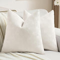 FUTEI Cream Chenille Decorative Throw Pillow Covers 26x26 Inch Set of 2,Soft Cozy Striped Geometric Patterns Euro Pillow Shams,Modern Home Decor for Couch Bed Living Room