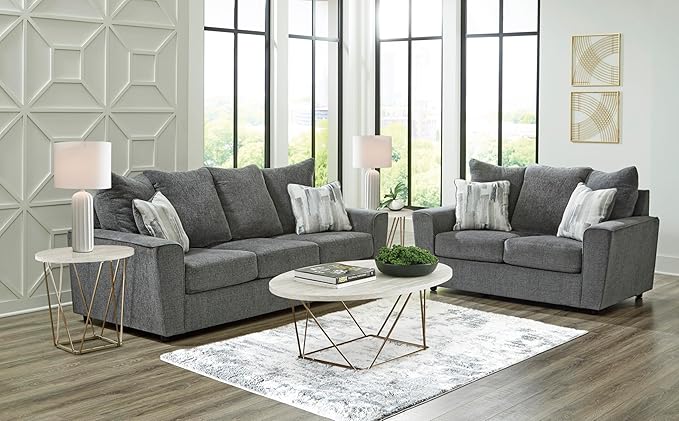 Signature Design by Ashley Stairatt Casual Loveseat with Flared Arms, Gray
