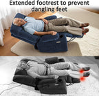 MCombo Power Lift Recliner Chair with Extended Footrest for Elderly People, Fabric 7283 (Navy Blue, Large)