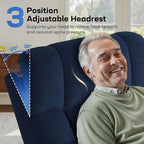 Tami Tami Dual Motor Power Lift Chair Recliner for Elderly with Massage and Heat, Infinite Position Electric Lift Recliner with Adjustable Headrest, USB (T6015 - Plush Fabric, Navy Blue, Oversized)