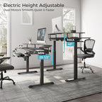 EUREKA ERGONOMIC Gaming Desk, Standing Desk w Keyboard Tray, 72" Wing Shaped Music Studio Table with LED Shelves, Gaming Recording Live Stream, Slot Design