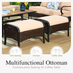 Sophia & William Metal Patio Furniture Set, Outdoor Conversation Set 7 Seats with 3-Seater Sofa, 2 Sofal Chairs, 2 Ottoman,1 Coffee Table for Seating Lawn Porch Backyard,Beige