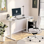 FLEXISPOT E6 Standing Desk 3 Stages Dual Motor Electric 60x24 Inch Whole-Piece Board Height Adjustable Electric Sit Stand Desk(White Frame + White Desktop, 2 Packages)