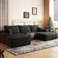 107.5" Cloud Modular Sectional with Ottoman, U-Shaped Sofa for Living Room, Modern Minimalist Couches, Deep Seat Comfy Couch & Reversible Chaise, No Assembly Required (Black, Right Facing Chaise)