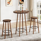 Tribesigns 3 Pieces Bar Table Set, 23.6" Round Pub Table, Small Bar Height Pub for 2, Industrial Home Bar Unit Set with 2 Stools for Kitchen, Dining Room, Living Room & Bistro, Rustic Brown