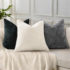 decorUhome Black Chenille Throw Pillow Covers 18x18 Set of 2 Thick Textured Slubby Couch Pillow Covers Farmhouse Accent Modern Neutral Decorative Pillow Cases for Bed Sofa Living Room