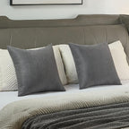 FUTEI Dark Grey Chenille Throw Pillow Covers 26x26 Inch Set of 2,Soft Wide Chevron Textured Euro Pillow Shams,Farmhouse Home Decor for Couch Bed Living Room