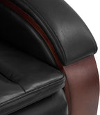 MCombo Power Lift Recliner Chair Sofa with Massage and Heat, Adjustable Headrest for Elderly People, Solid Wood Armrest, USB Ports, Side Pockets, Faux Leather 7917 (Black, Medium)