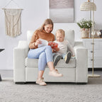 ELUCHANG 47" W Oversized Accent Chair Set of 2, Linen Fabric Modern Armchair, Washable Covers, Comfy Upholstered Large Chair Armchair Sofa Chair Reading Chair for Living Room Bedroom Office, Ivory