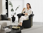 KEIKI Modern Comfy Swivel Accent Reading Chair, 360°Round Upholstered Barrel Armchair Single Club Lounge Sofa Chairs for Living Room,Bedroom, Office,Black
