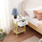 VECELO Nightstands, Industrial Side/End Tables with Drawer and Storage Shelf, Night Stands for Bedroom, Living Room, Wood Metal Furniture, Easy Assembly
