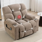 CANMOV Oversized Power Lift Recliner Chair for Elderly, Dual Motor Electric Heavy Duty Lift Recliner with Massage, Heating, with USB Port,Cup Holders and Pockets, Brown