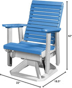 DutchCrafters Modern Horizontal Slat High Back Poly Glider Chair Outdoor Patio Furniture (White & Blue)