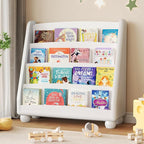 ONBRILL 4-Tier Kids Bookshelf, Montessori Shelf for Kids Rooms, Toddler Book Rack Organizer and Storage, Wooden Baby Bookshelf for Classrooms Nursery Playrooms