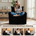 98" Modular Sectional Sofa Set with Swivel Chair, Modern Cloud Couch Plush Corduroy 3 Seater Deep Seat Sofas with Accent Armchair for Living Room Small Space, Black