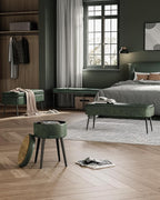 VASAGLE EKHO Collection - Bench for Entryway Bedroom, Synthetic Leather with Stitching, Ottoman Bench with Steel Legs, Living Dining Room, Mid-Century Modern, Loads 660 lb, Forest Green ULOM076C01