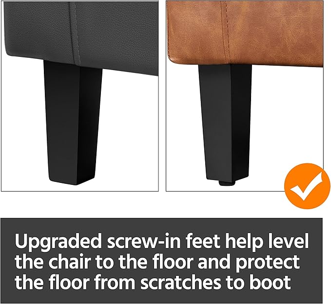 Yaheetech Leather Accent Chair, Faux Leather Armchair, Modern Barrel Club Chair with Soft Seat for Living Room Bedroom Reading Waiting Room, Brown