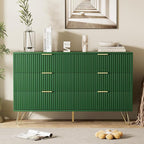 Green Dresser for Bedroom, Modern Dresser with Gold Metal Handles & Chests of Drawers for Bedroom, 15.7" D x 47.2" W x 29.5" H