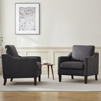 VKNOW Mid Century Modern Accent Chair, Upholstered Living Room Chairs Armchair for Bedroom, Comfy Reading Accent Chairs with Wood Legs for Living Room (2, Dark Grey)